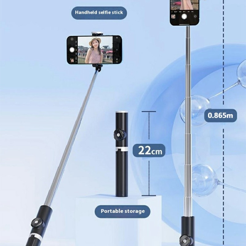 Bluetooth Remote Control Selfie Stick Smartphone Portable Extendable Tripod Light