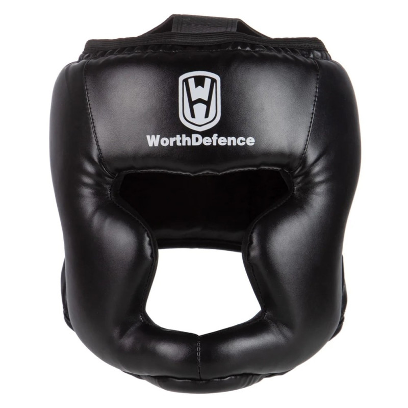 WOSWEIR Boxing Head Guard Face Shield Training Sparring Safety - Black Large