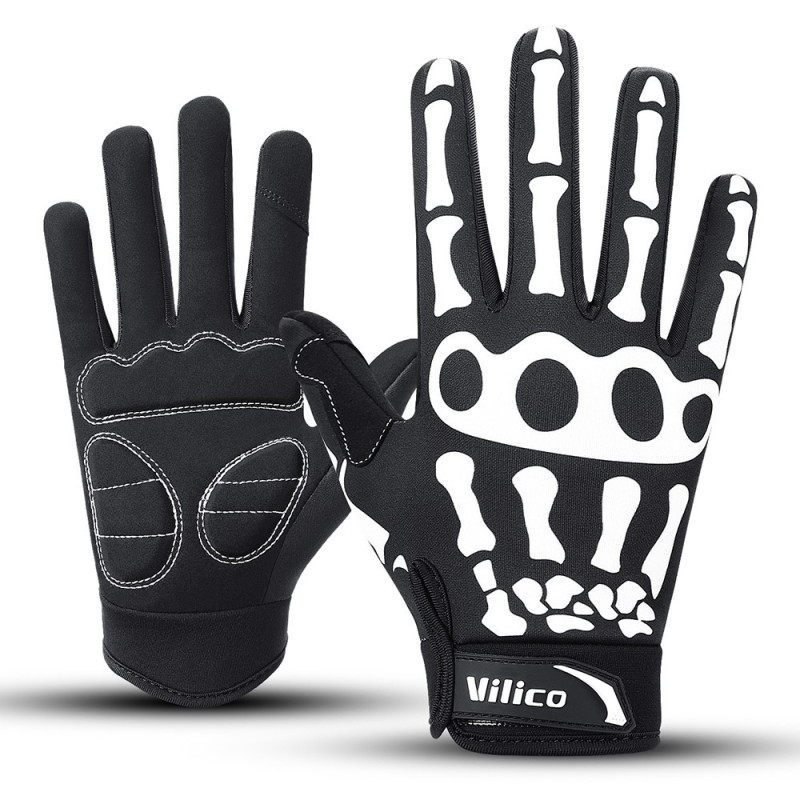 VILICO 1 Pair Cycling Gloves Full Finger Shock Absorbing Non-Slip Touch Screen Gloves - XL