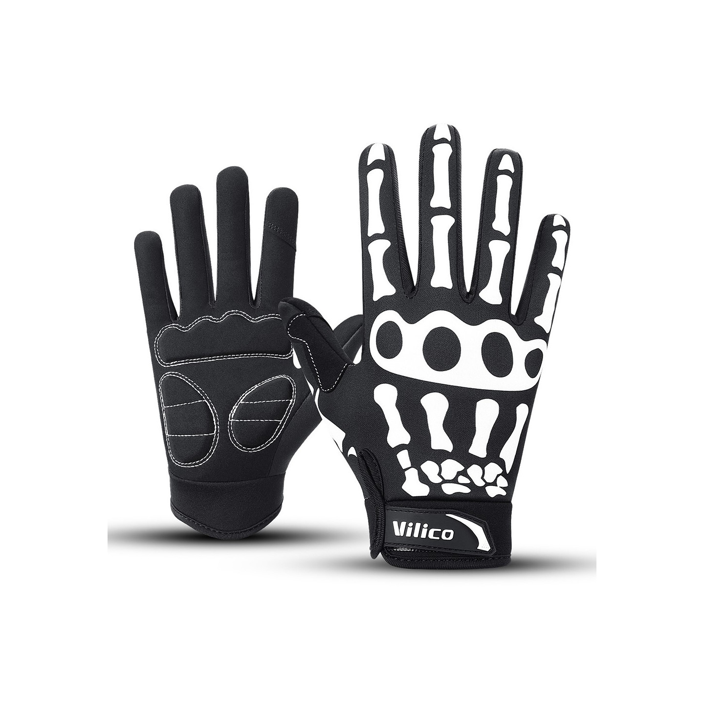 VILICO 1 Pair Cycling Gloves Full Finger Shock Absorbing Non-Slip Touch Screen Gloves - XL