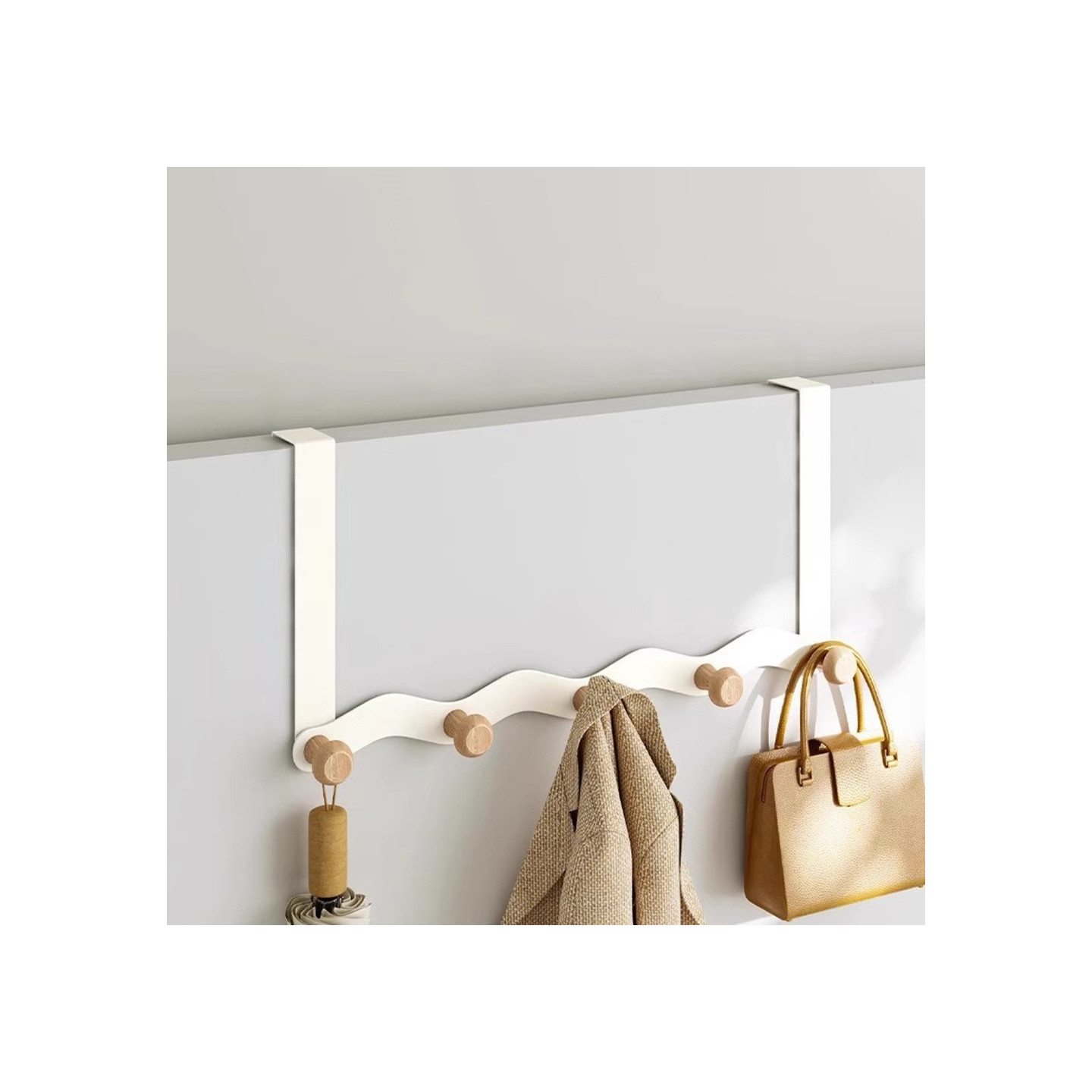 Bøjle vægmonteret 5 kroge holder opbevaring soveværelse entré bøjle