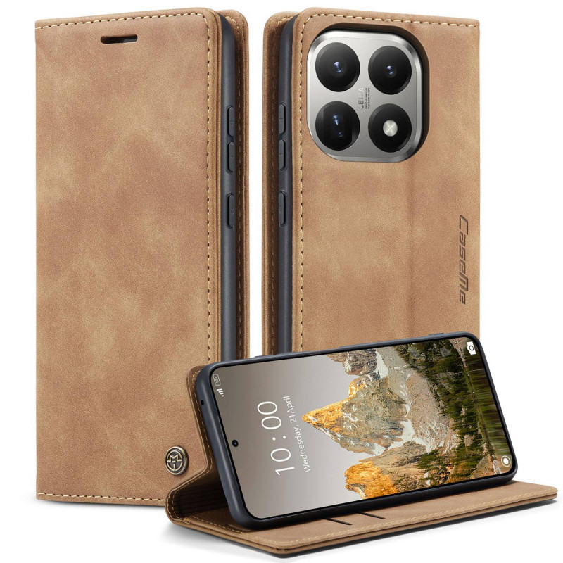 CASEME Retro Wallet Case for Xiaomi 15T - Brown