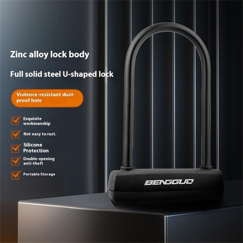 BENGGUO Bicycle Motorcycle Electric Bike U-Shaped Lock Anti-Theft Heavy Duty Steel Lock