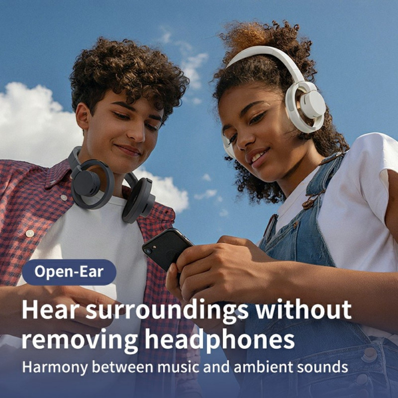 LC6200 Bluetooth-taittuvakuulokkeet Avoimet ENC-melunvaimennuskuulokkeet - Valkoinen