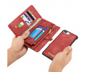 CASEME iPhone 7 Plus / 8 Plus Retro Split läder plånboksfodral - Röd