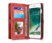 CASEME iPhone 7 Plus Retro Split läder plånboksfodral - Röd