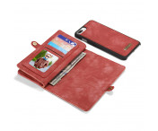 CASEME iPhone 7 Plus / 8 Plus Retro Split läder plånboksfodral - Röd