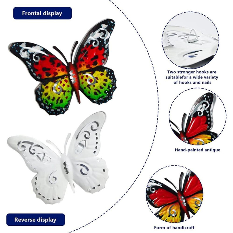 Art 3D Butterfly Vegghengende dekor Hagepynt Rødgul