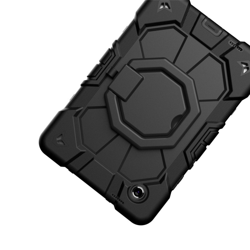 For Samsung Galaxy Tab A11 Case PC+Silicone Tablet Cover with Rotating Kickstand Black