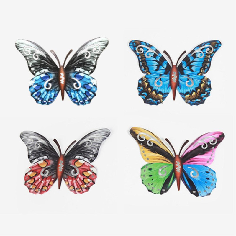 Art 3D Butterfly Wall Hanging Decor Garden Yard Home Ornament - Red