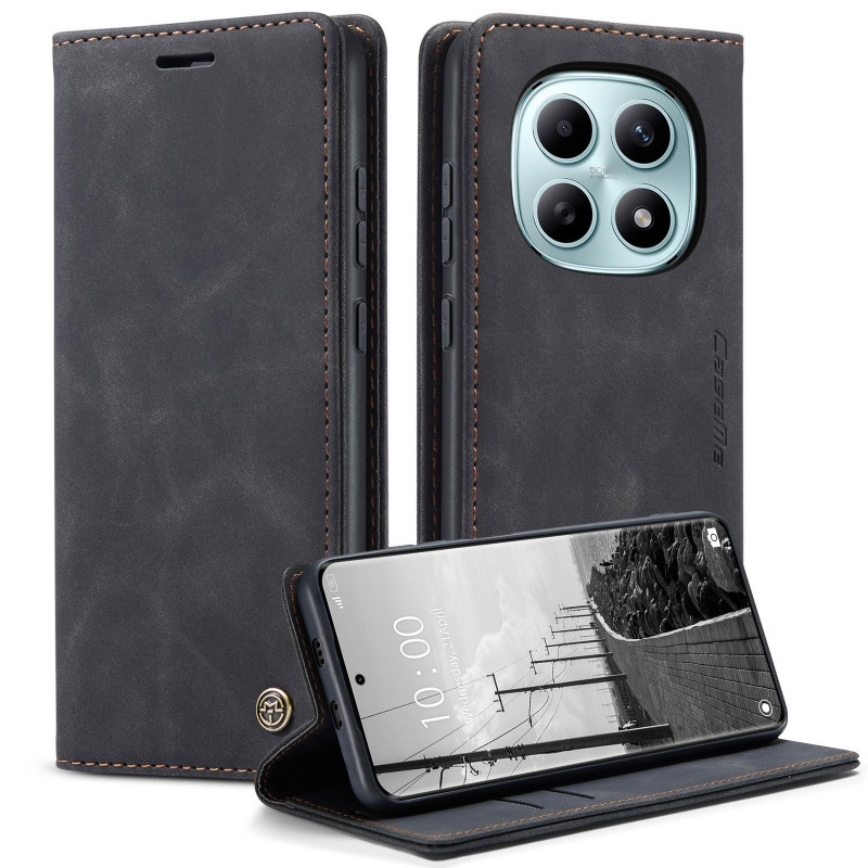 CASEME Retro Etui med Lommebok til Xiaomi Redmi Note 15 / Xiaomi Poco M8 5G - Svart