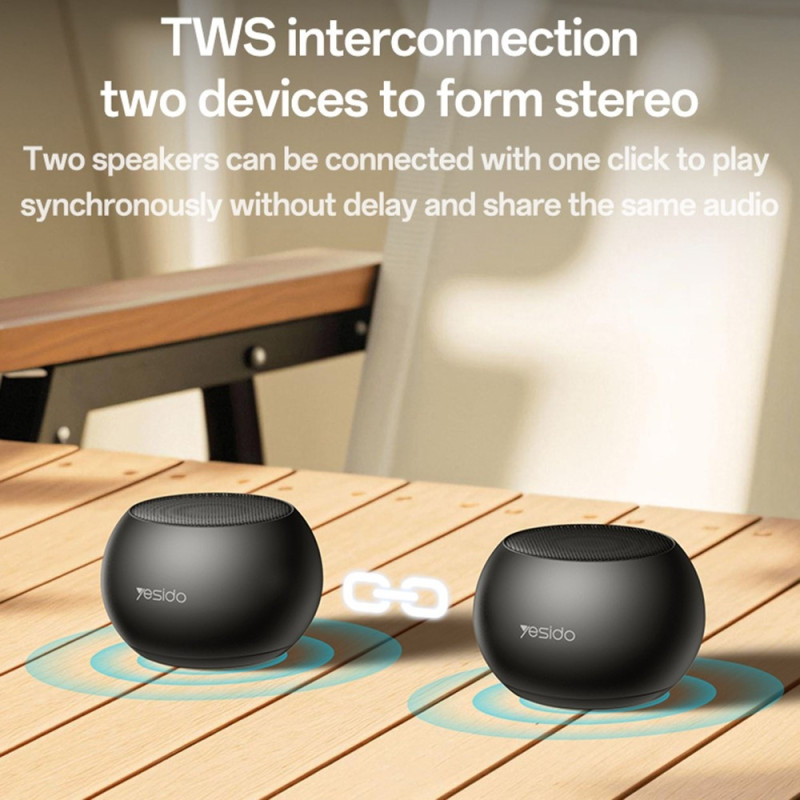 YESIDO Bærbar TWS Bluetooth-høyttaler Aluminiumslegering Mini Trådløs Lydenhet
