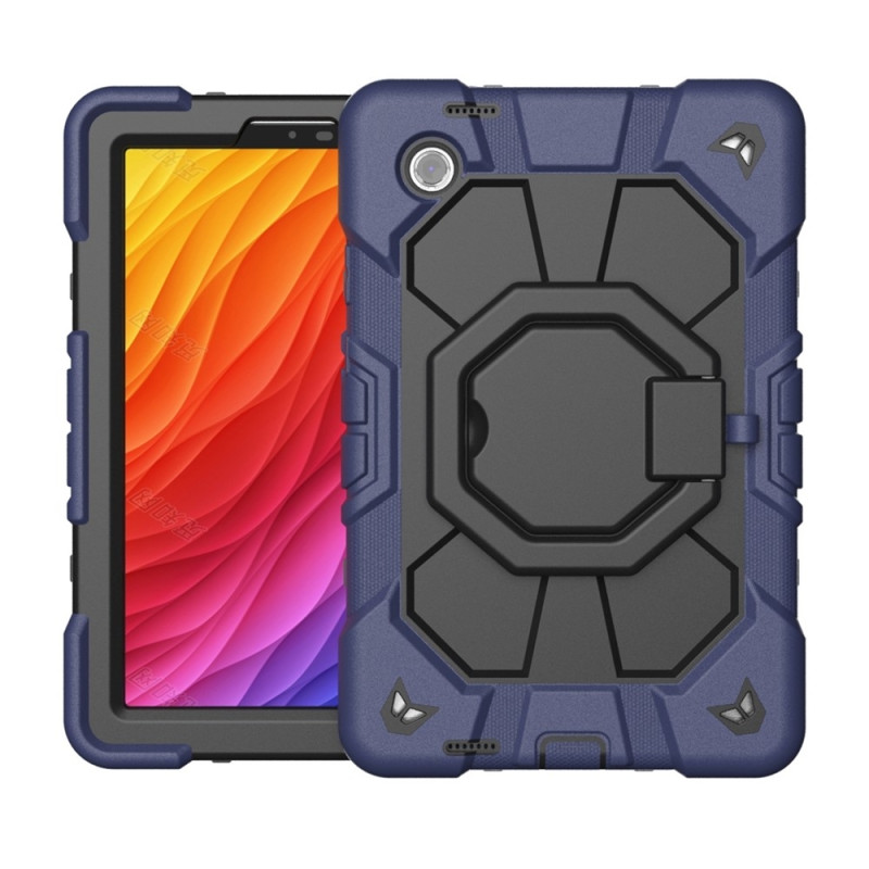 For Samsung Galaxy Tab A11 Case PC+Silicone Tablet Cover with Rotating Kickstand Navy Blue + Black