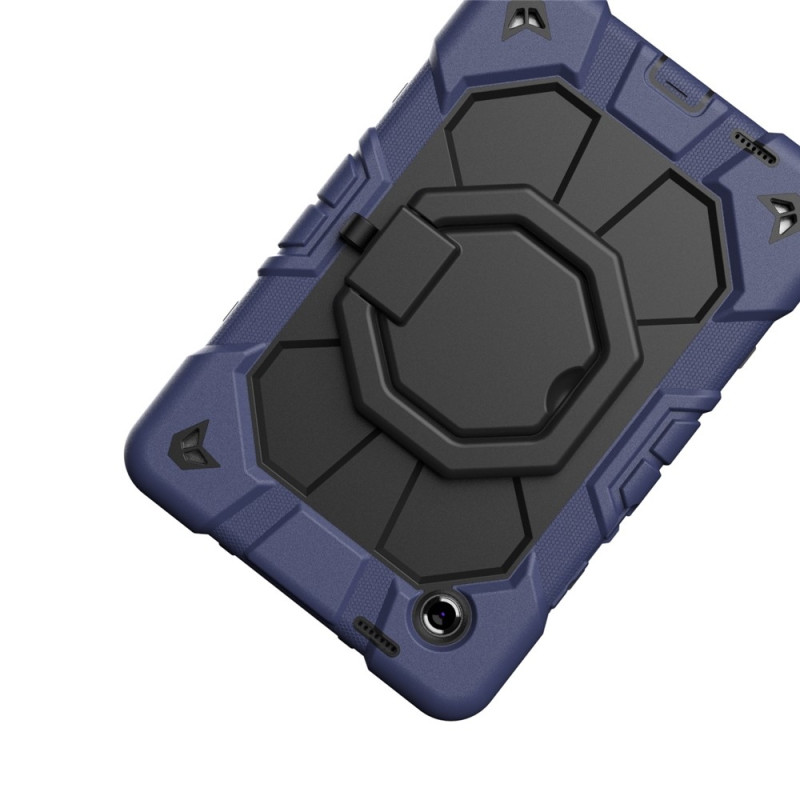 For Samsung Galaxy Tab A11 Case PC+Silicone Tablet Cover with Rotating Kickstand Navy Blue + Black
