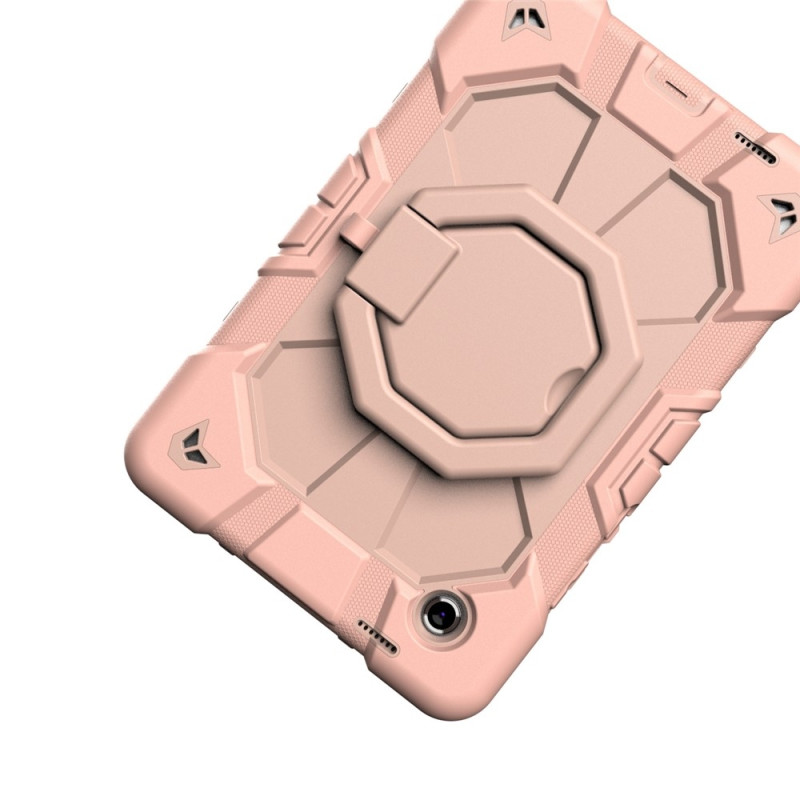 For Samsung Galaxy Tab A11 Case PC+Silicone Tablet Cover with Rotating Kickstand Pink