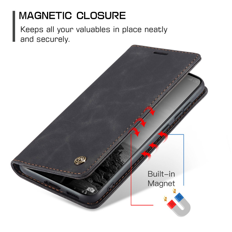 CASEME Retro Lompakkokotelo Xiaomi Redmi Note 15 / Xiaomi Poco M8 5G - Musta