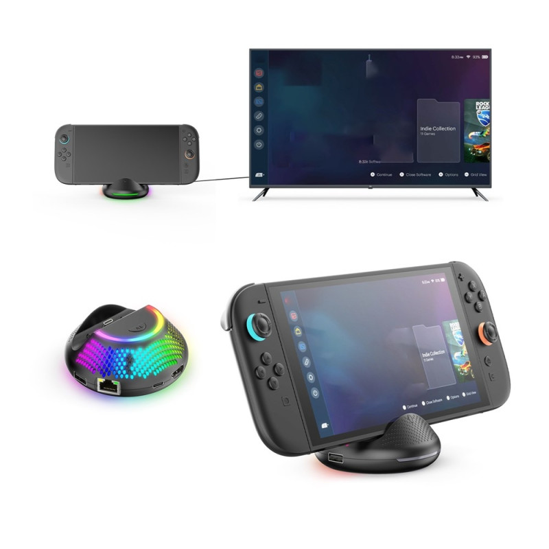 Kompatibel med Nintendo Switch 2 TV Dock Video Converter Gigabit Ethernet