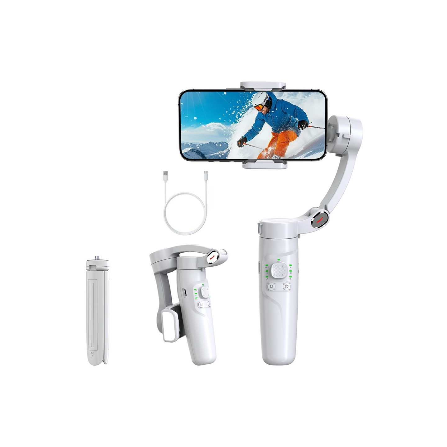 Rystefri gimbal 3 akser Smartphones Ansigtssporing Timelapse-fotograferingsapp