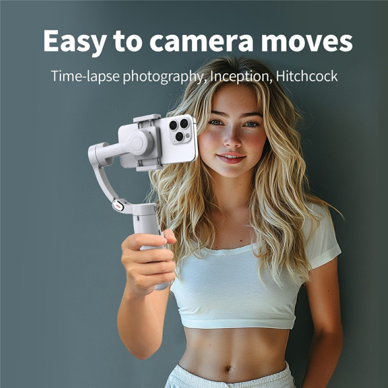 Skakfri gimbal 3 axlar Smartphones Ansiktsspårning Timelapse-Fotografering App