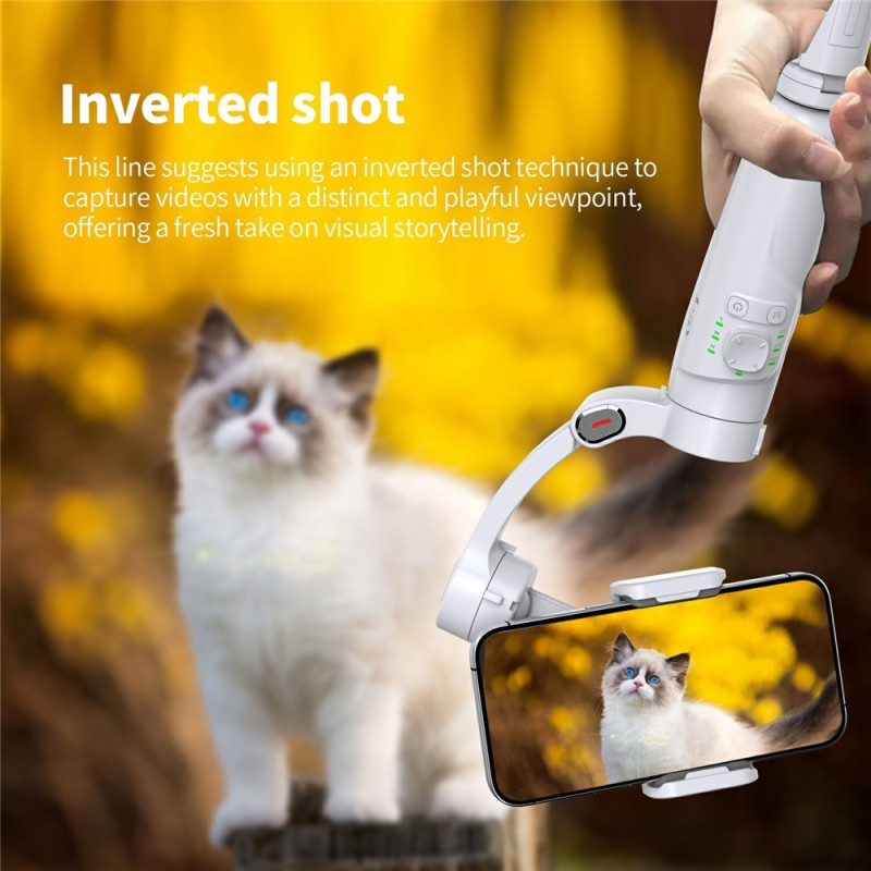 Rystefri gimbal 3 akser Smartphones Ansigtssporing Timelapse-fotograferingsapp