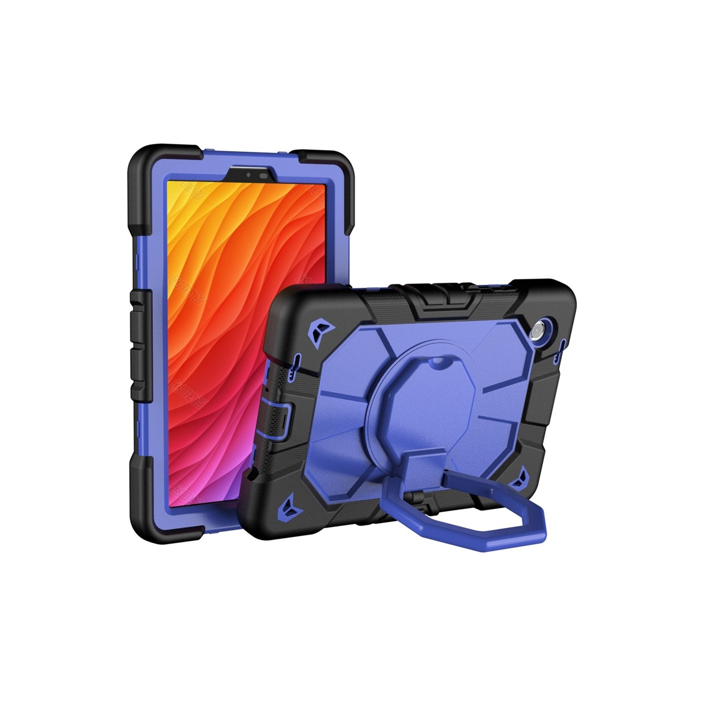 Til Samsung Galaxy Tab A11+ Kraftig rustningsveske Nettbrettveske Black + Blue