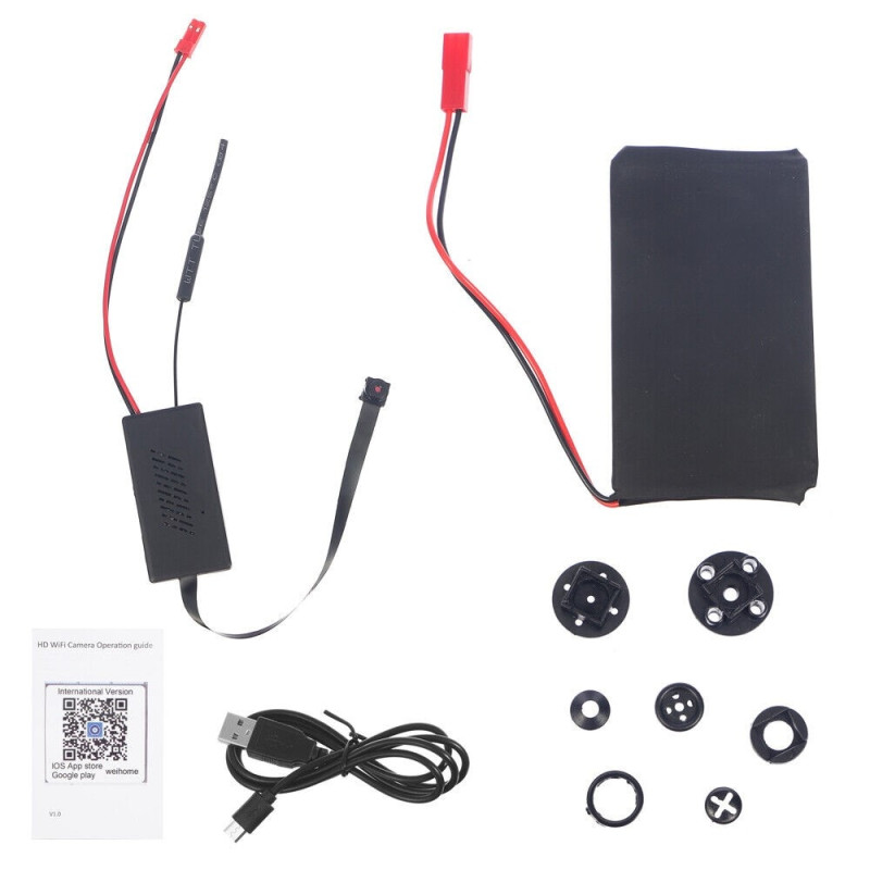 Overvågningskamera Trådløst WiFi Minikamera Mikrofon Bevægelsesdetektion + 64GB