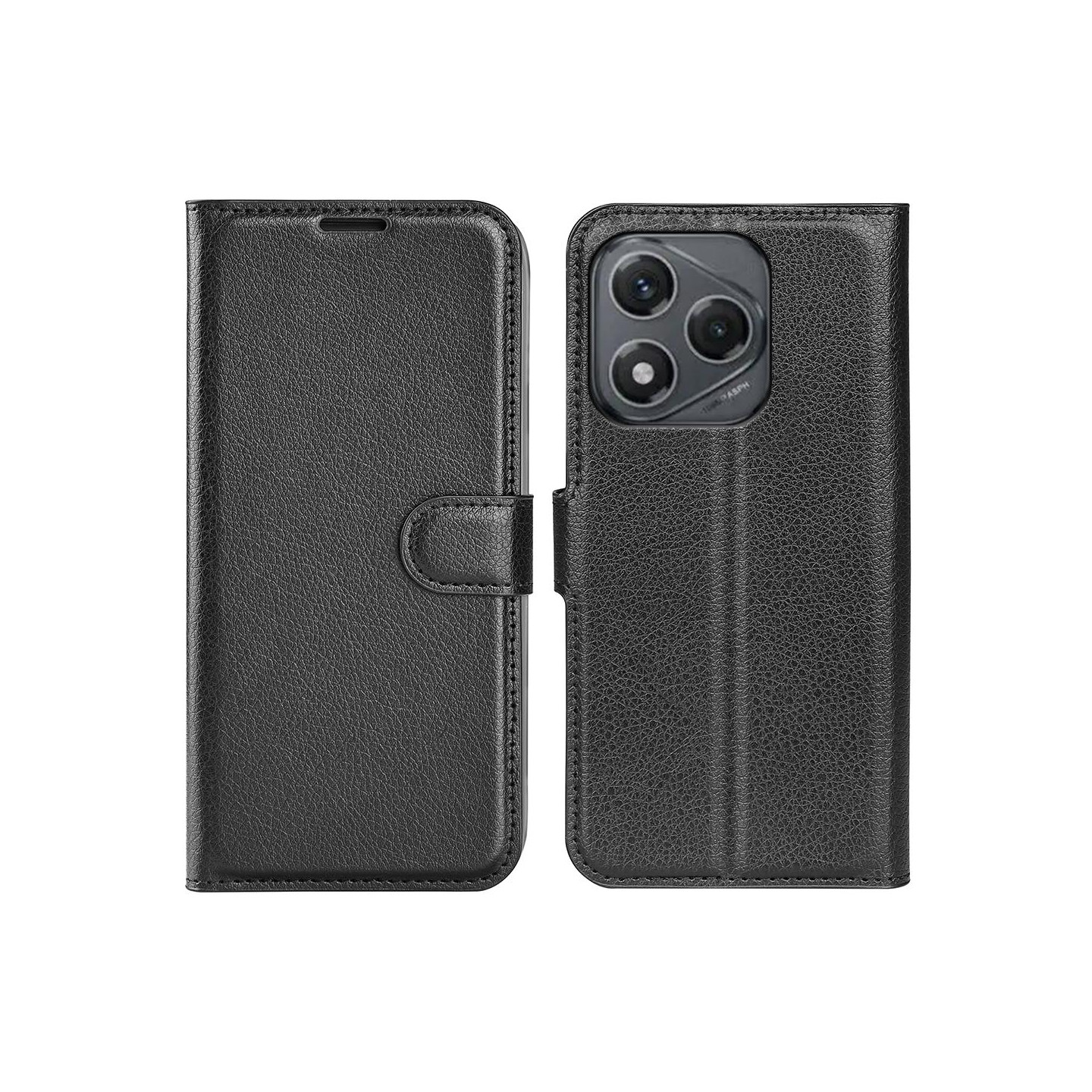 Honor 400 Smart 5G Kuori Litchi Tekstuuri Lompakko Puhelimen Suojakotelo Musta