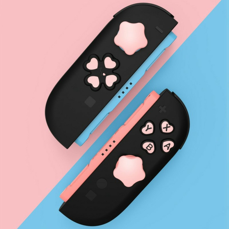 Kompatibel med Nintendo Switch 2 7 stk. D-pad-knapp ABXY-klistremerke - Rosa+Svart