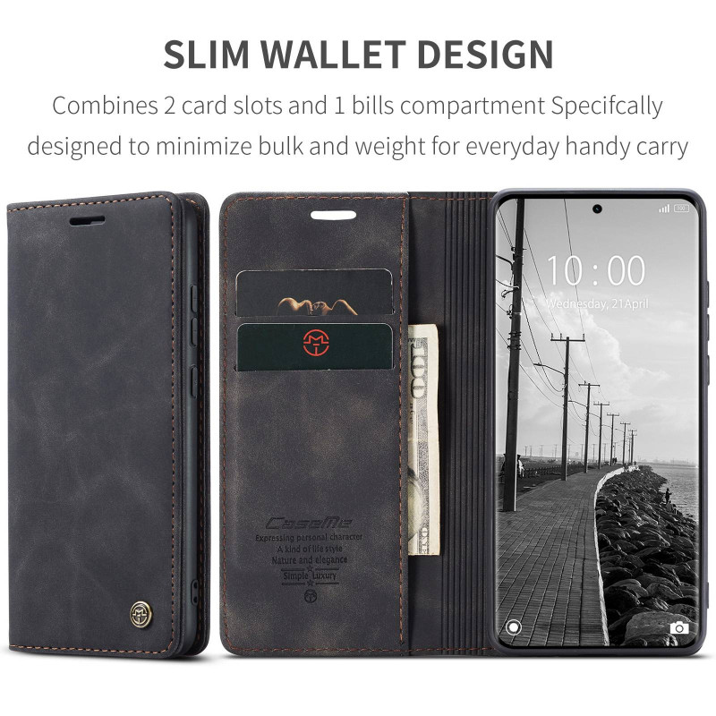 CASEME Retro Lompakkokotelo Xiaomi Redmi Note 15 / Xiaomi Poco M8 5G - Musta