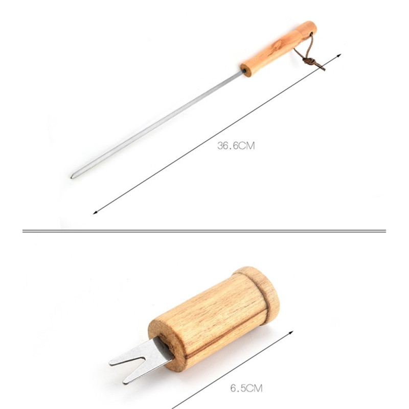 10 stk./sæt BBQ Grilltilbehør Grillsæt Træhåndtag Bæretaske Grillværktøj