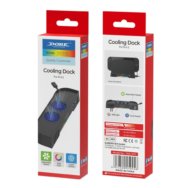 DOBE Kompatibel med Nintendo Switch 2 Varmeavledende Stativ Dobbel Vifte RGB