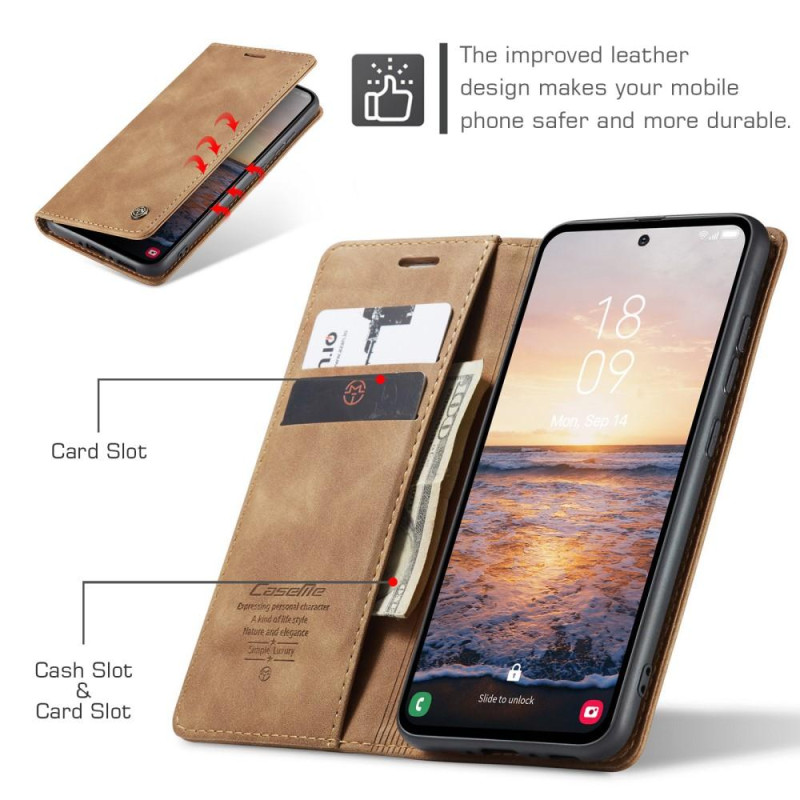 CASEME Retro Wallet Case for Samsung Galaxy A54 - Brown