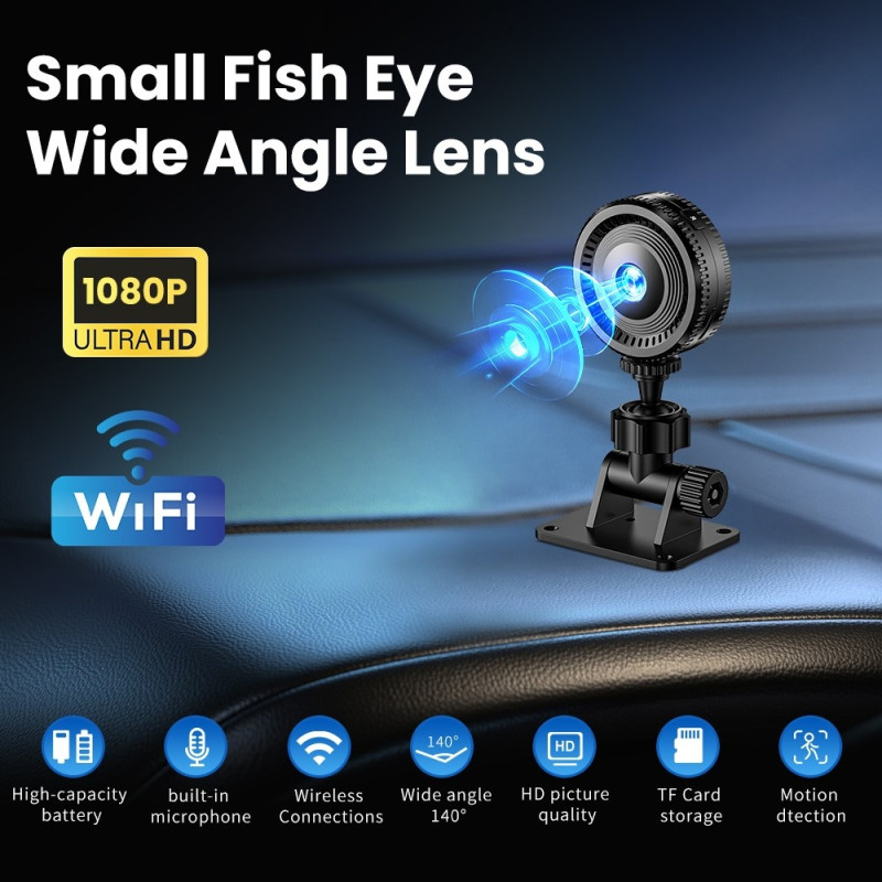 Övervakningskamera Trådlös WiFi Minikamera Mikrofon Rörelsedetektering + 64GB