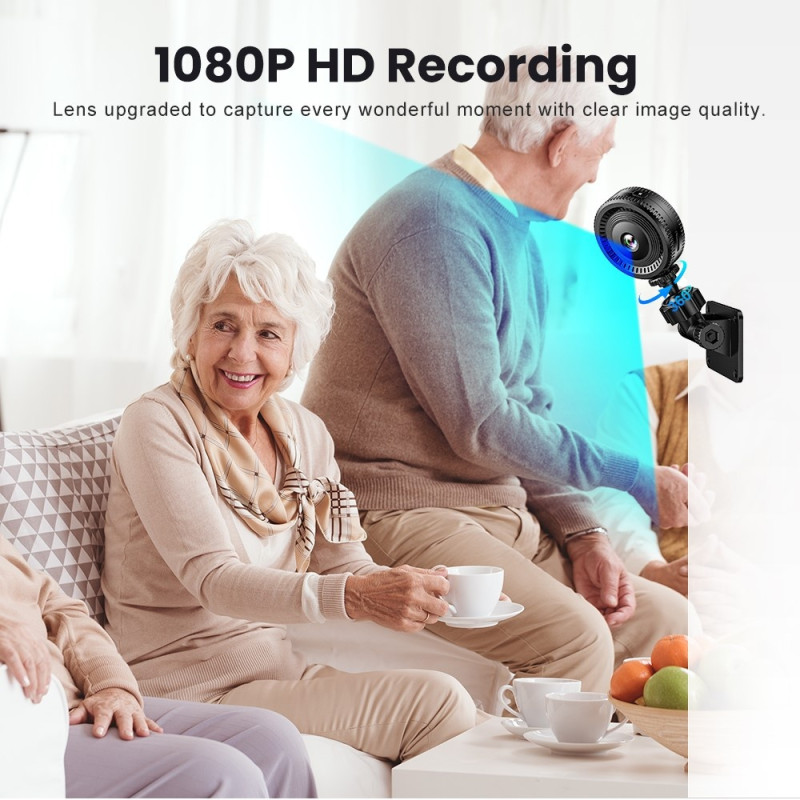 Overvåkningskamera Trådløst WiFi Minikamera Mikrofon Bevegelsesdeteksjon + 64 GB
