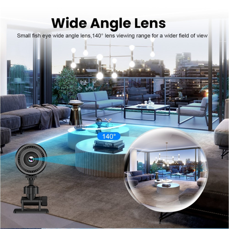 Overvåkningskamera Trådløst WiFi Minikamera Mikrofon Bevegelsesdeteksjon + 64 GB