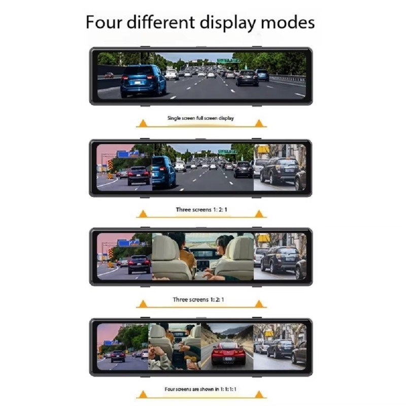 12" kamera fyrkanalig inspelning 360 grader dödvinkeldetektering ADAS 4K dashcam