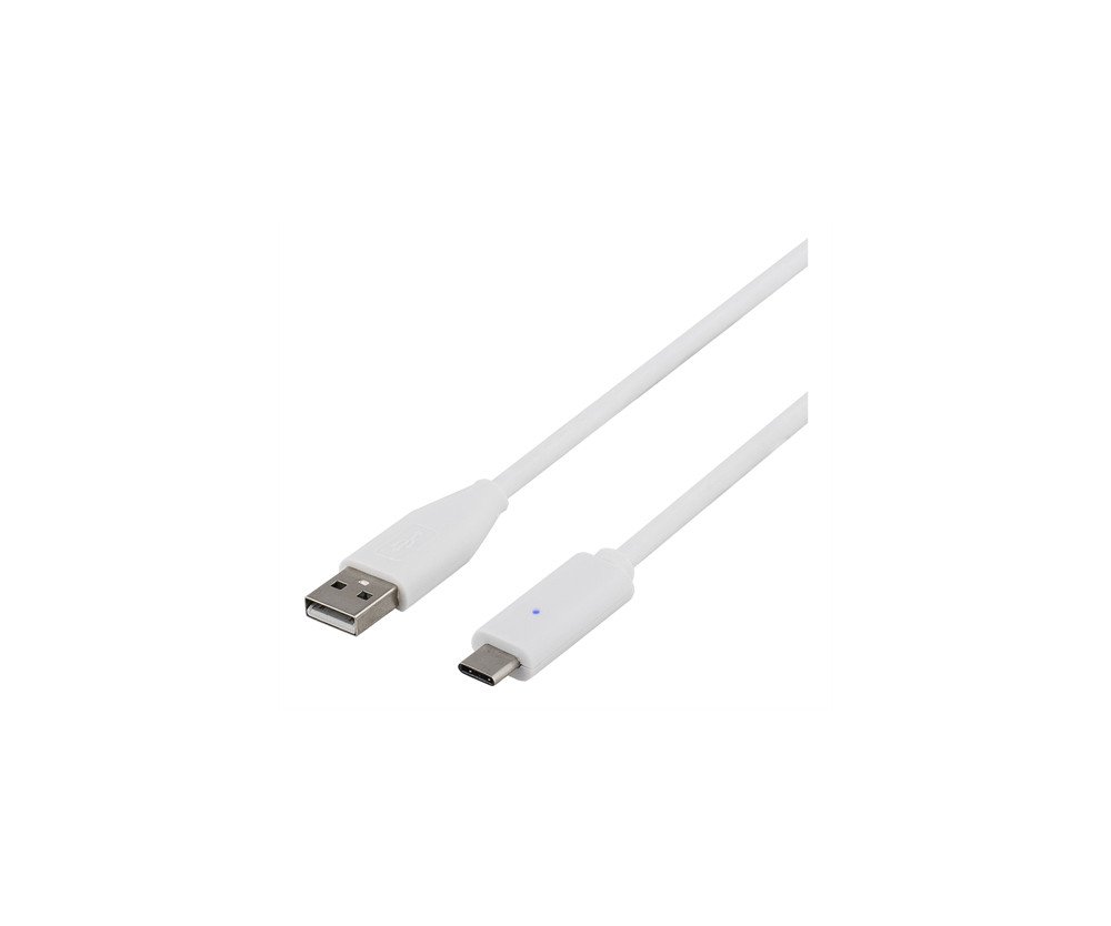 DELTACO USB 2.0 kabel, Typ C - Typ A ha, 2m, vit