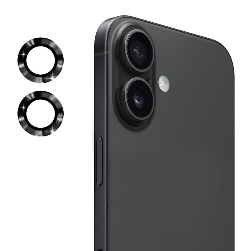 For iPhone 17 Camera Lens Protector ENKAY Hat-Prince Metal Ring Lens Film - Black