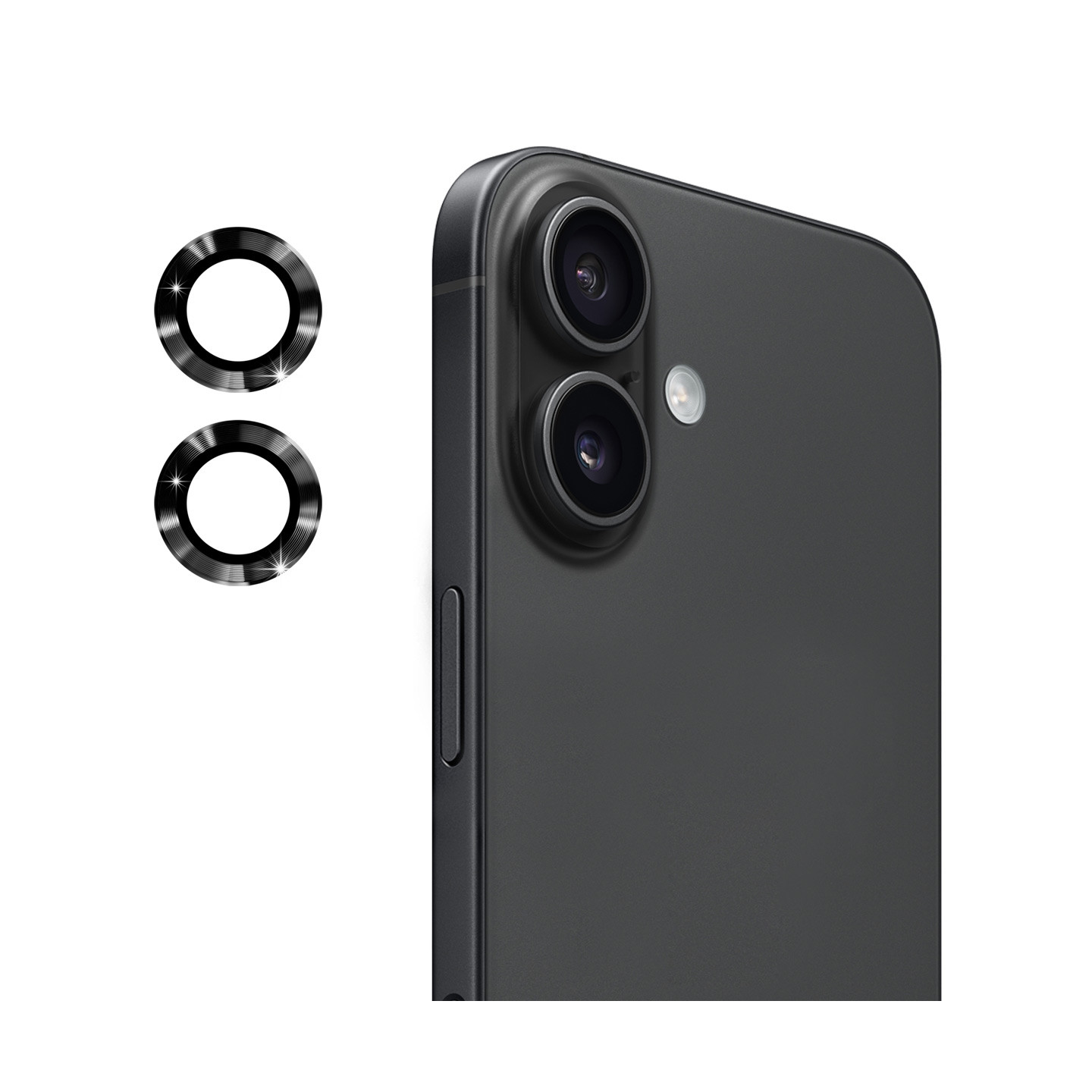 For iPhone 17 Camera Lens Protector ENKAY Hat-Prince Metal Ring Lens Film - Black
