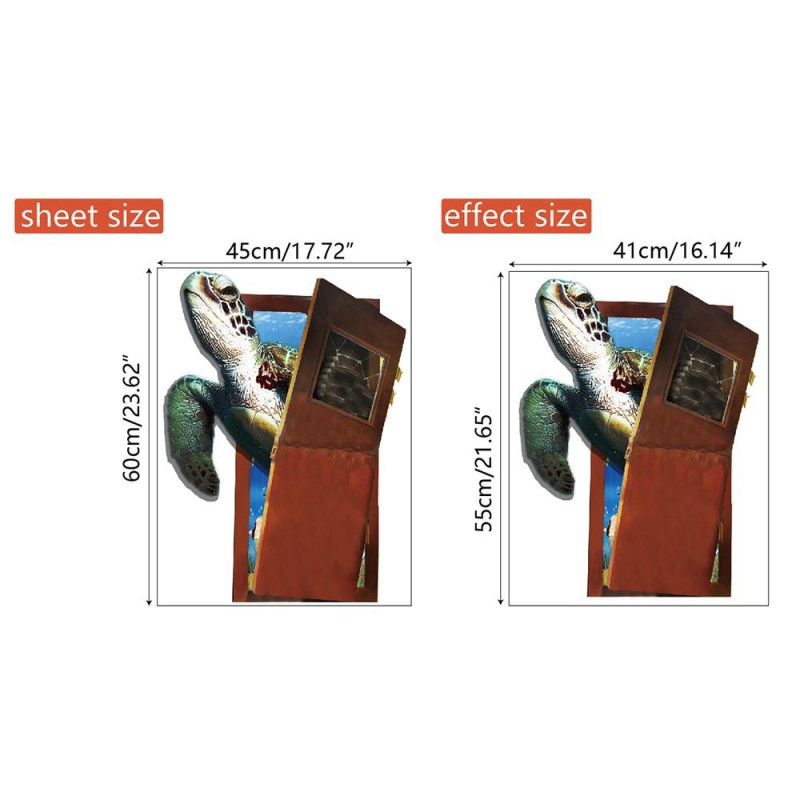 45 x 60 cm havskildpadde vægindretning selvklæbende mærkattapet