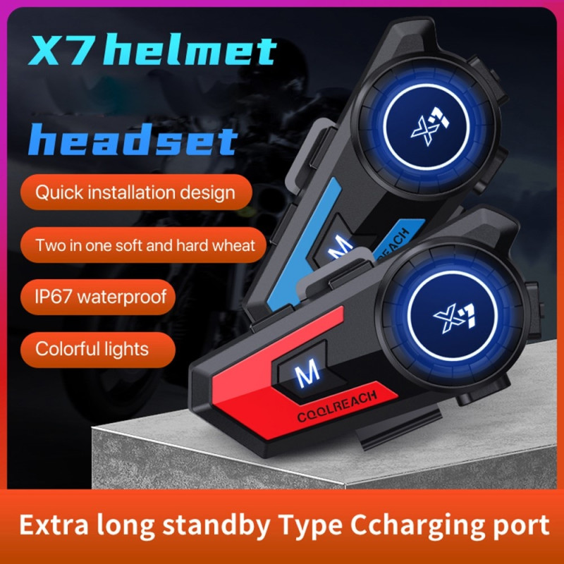 Helmet Bluetooth Headset Waterproof Wireless Earphone with 2-in-1 Soft Hard Microphone