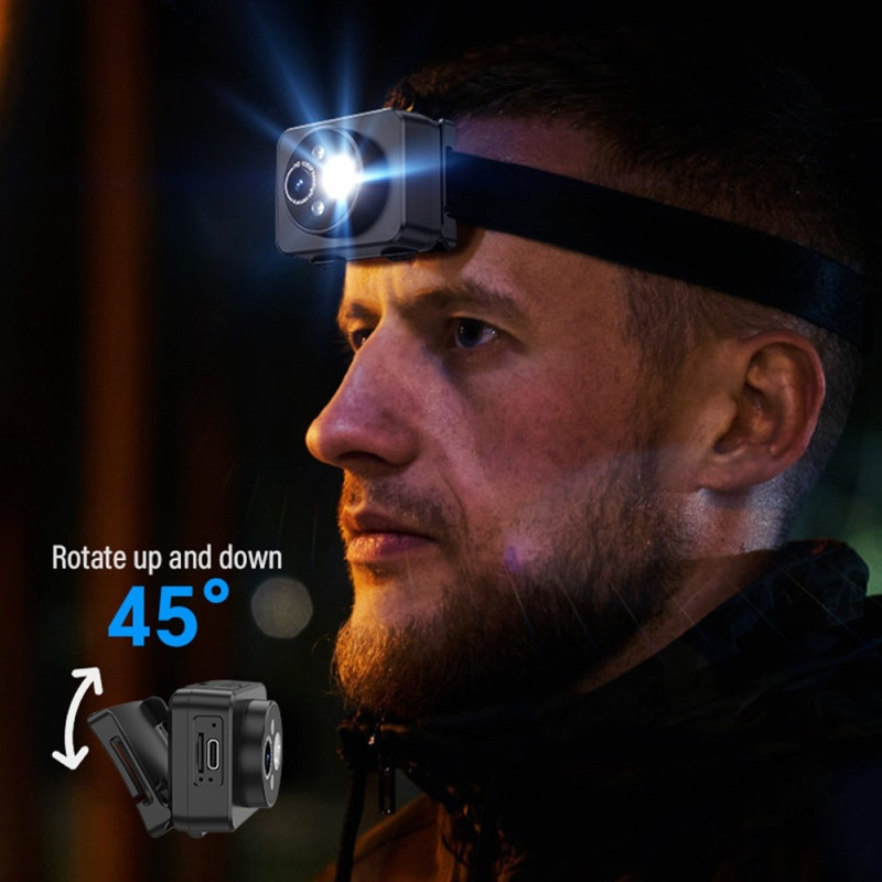HD Head Mounted Camera Sports 1080P Video Recording LED Headlight + 32GB Card