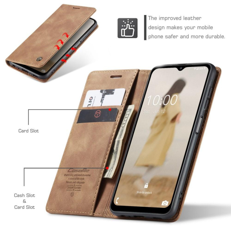 CASEME Retro Wallet Case for Samsung Galaxy A14 - Brown