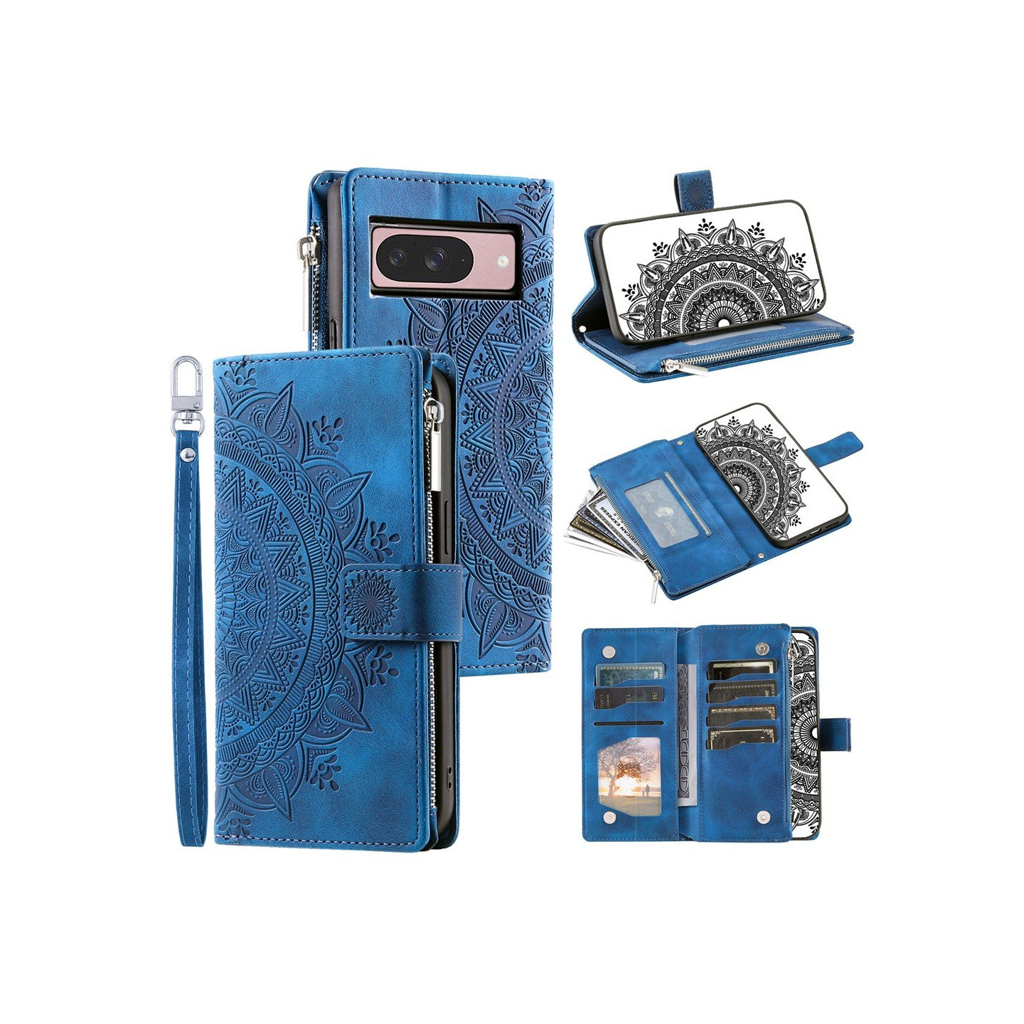 For Google Pixel 10 Pro / 10 / 9 Pro / 9  Lommebok Deksel Shell Mandala Blomstermønster