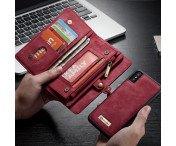 CASEME iPhone X / XS Retro Split läder plånboksfodral - Röd