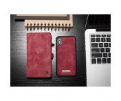 CASEME iPhone X / XS Retro Split läder plånboksfodral - Röd