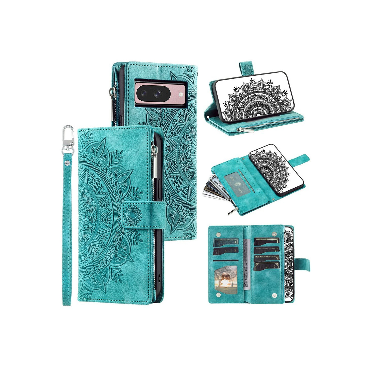 Til Google Pixel 10 Pro / 10 / 9 Pro / 9 tegnebogscover Cover Shell Mandala Blomstermønster