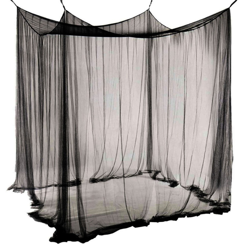 Foldable Mosquito Net with 4 Doors, Large Square Canopy for Camping Bedroom