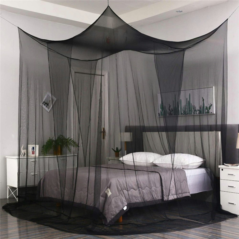 Foldable Mosquito Net with 4 Doors, Large Square Canopy for Camping Bedroom