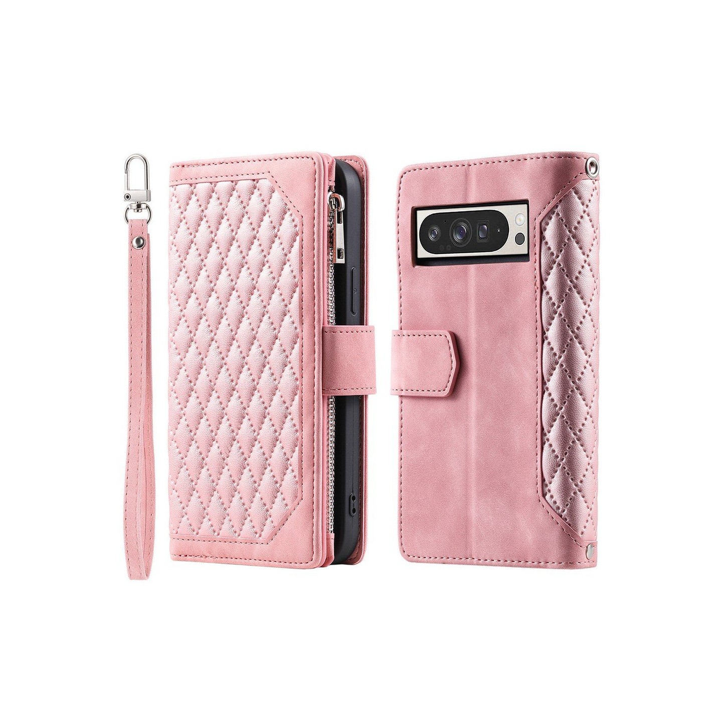 Til Google Pixel 10 Pro XL Zipper Wallet Case Rhombus Telefoncover